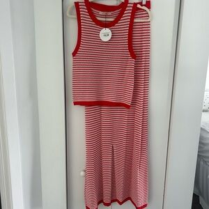 Olivaceous Red and White Knit Skirt Set / NWT